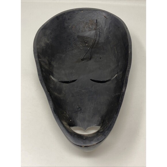 Vintage Large Indonesian Wood Tribal Mask Art Mother of Pearl Inlay 13" - Picture 5 of 7